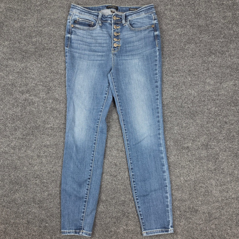 Judy Blue Skinny Fit Jeans Women's 7/ 28 High Rise Button Fly Med Wash JB82319MD